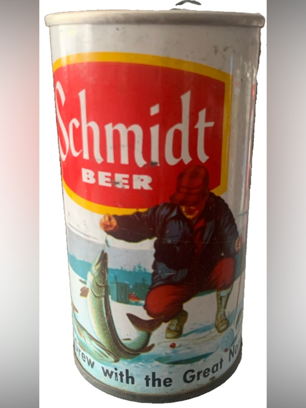 Vintage Beer Can Schmidt Beer Ice Fishing Empty Steel Can